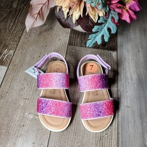 NWT Cynthia Rowley Toddler Girl Pink Purple Sparkly Little Girl Sandals Size 7